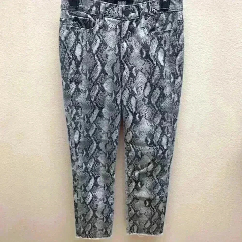 Paige Hoxton Raw Hem Snake Print High-Rise Jeans